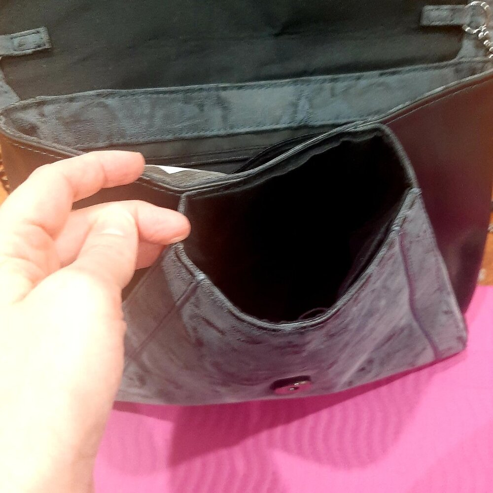 Charcoal minimalist baddie whimsygoth oversized evening bag faux leather - Picture 10 of 15